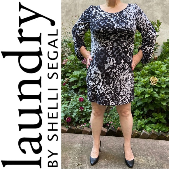 $185 LAUNDRY Black/Grey Print Dress NWT size 12 - Picture 8 of 8